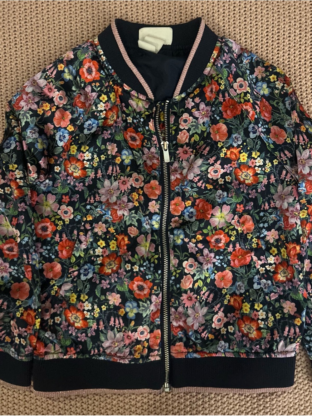 Nathalie Lété x H&M Kids Floral Bomber Jacket Full Zip Size 6-8Y